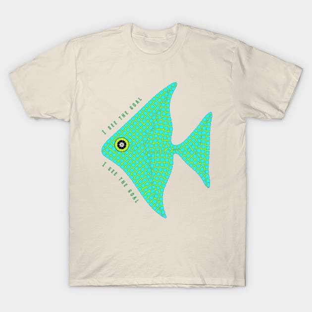 Aquamarine mosaic angelfish T-Shirt by Gerchek